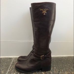 Prada Logo Riding Boots